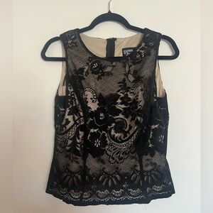 Y2K Vintage Layered Whimsigoth Black Lace and Cream Top Size M